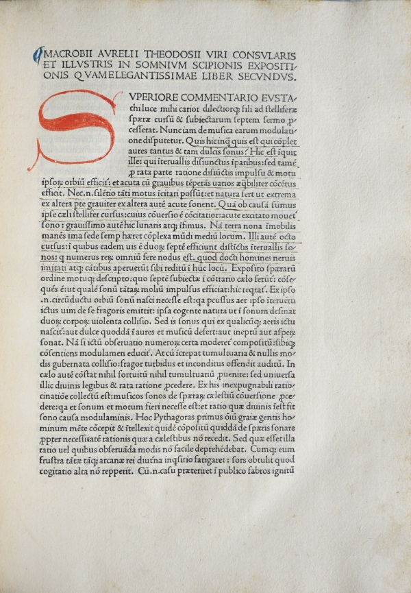 In somnium Scipionis expositionis libri duo. Saturnalia / Macrobe. - Venise : Nicolas Jenson, 1472.- [in-folio 487